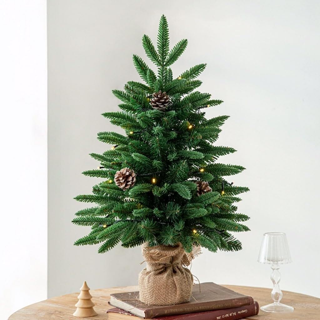 Sapin De Noël Artificiel sans Lumières, Sapin De Table avec Base en Toile De Jute, Décorations for La Maison(45CM)