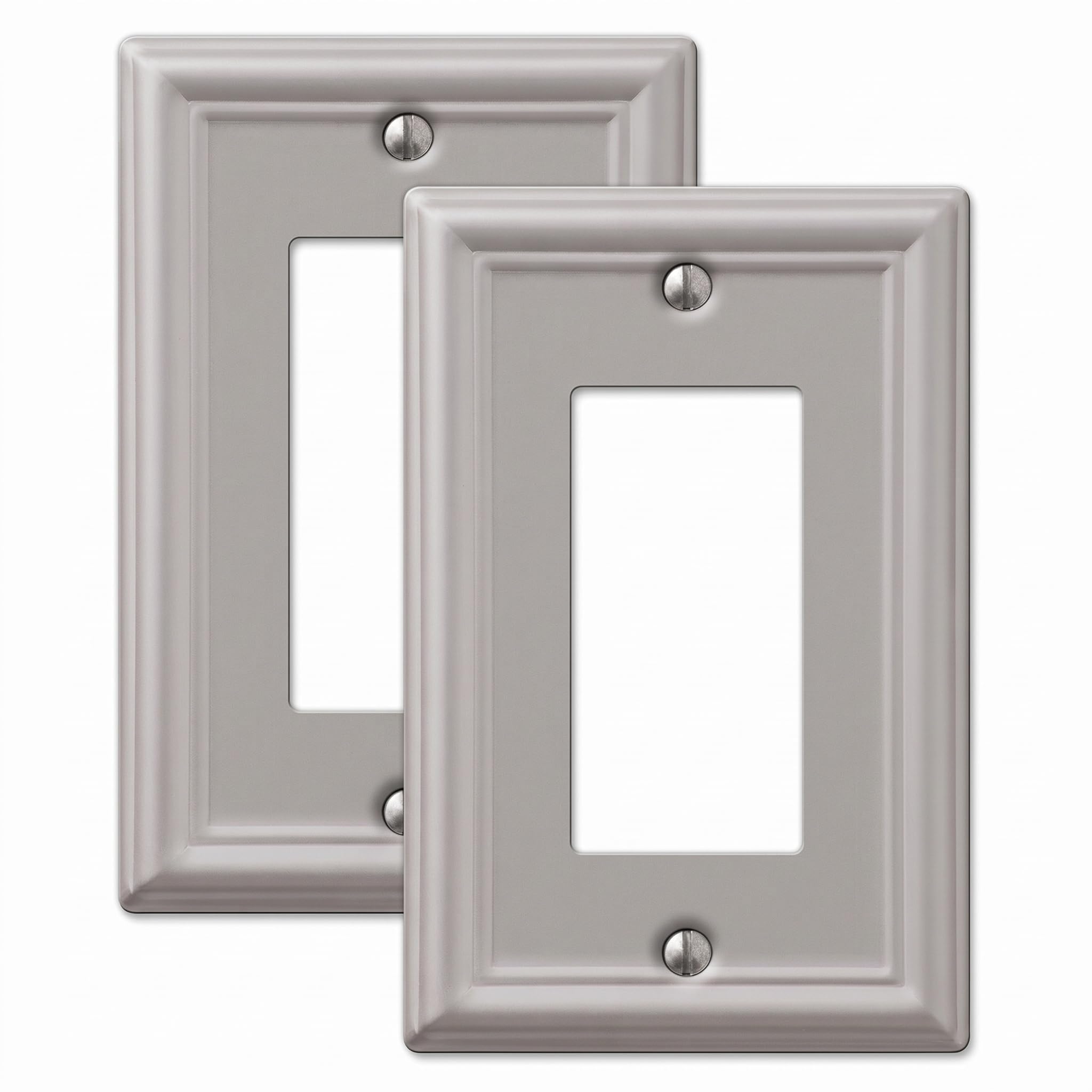 Amerelle 149RBN 1 Rocker Wall Plate, 1 Duplex Outlet, Brushed Nickel (Pack of 2)