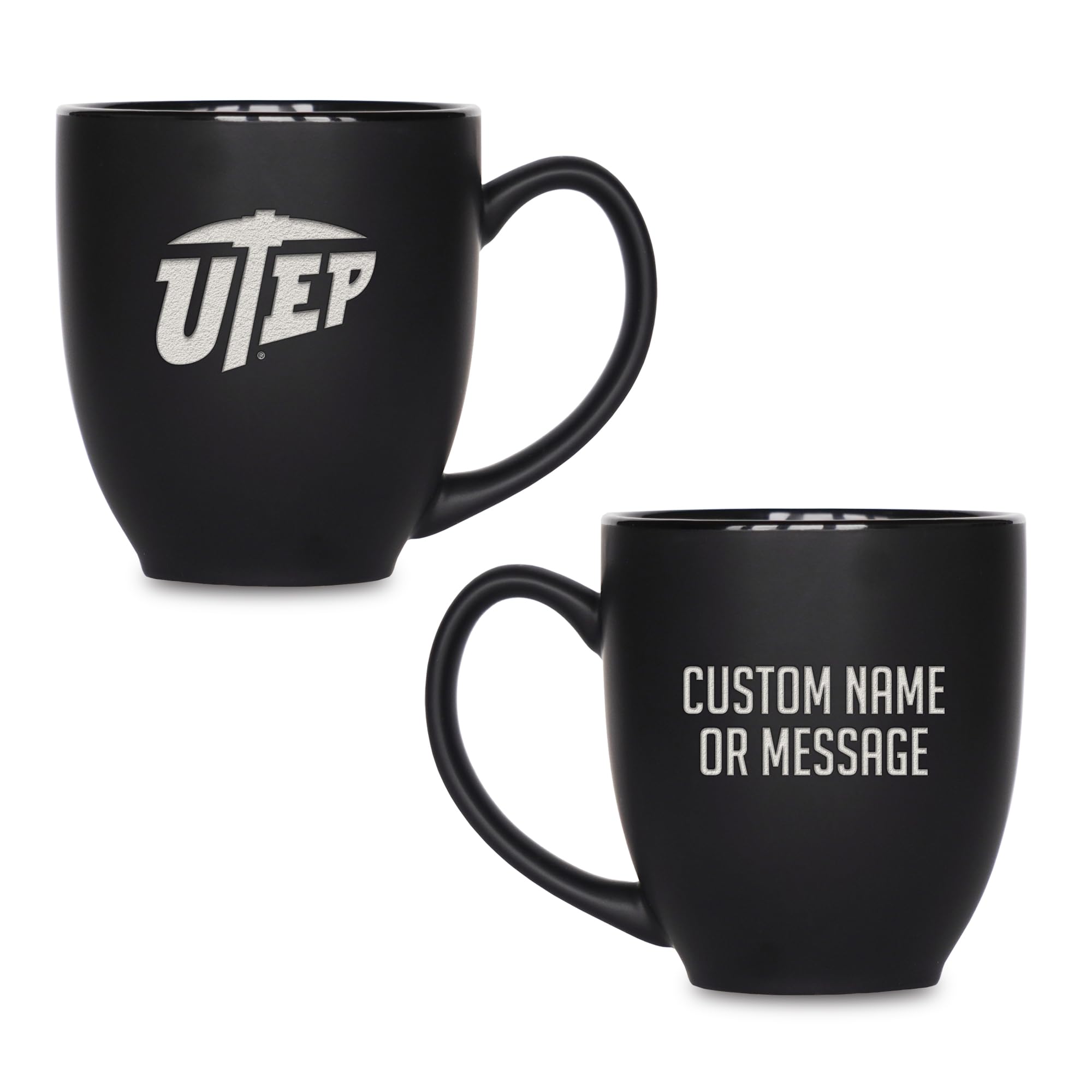 Rico Industries NCAA Primary 15-Oz Personalized Matte Black Bistro Mug - for Hot or Cold Drinks