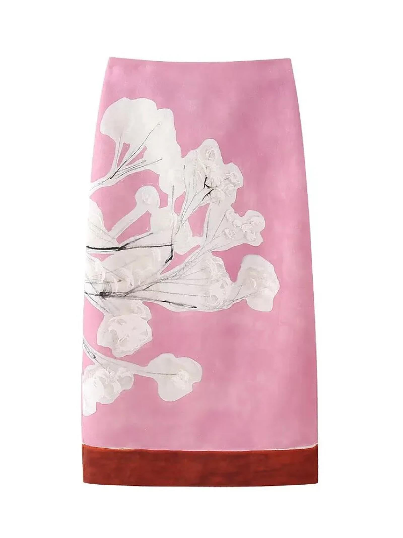 Falda Mujer Larga Cintura Alta Elástica Plisada Skirt Falda Midi Estampada para Mujer Falda Recta con Cremallera Y Abertura Delgada Elegante De Cintura Alta para Mujer