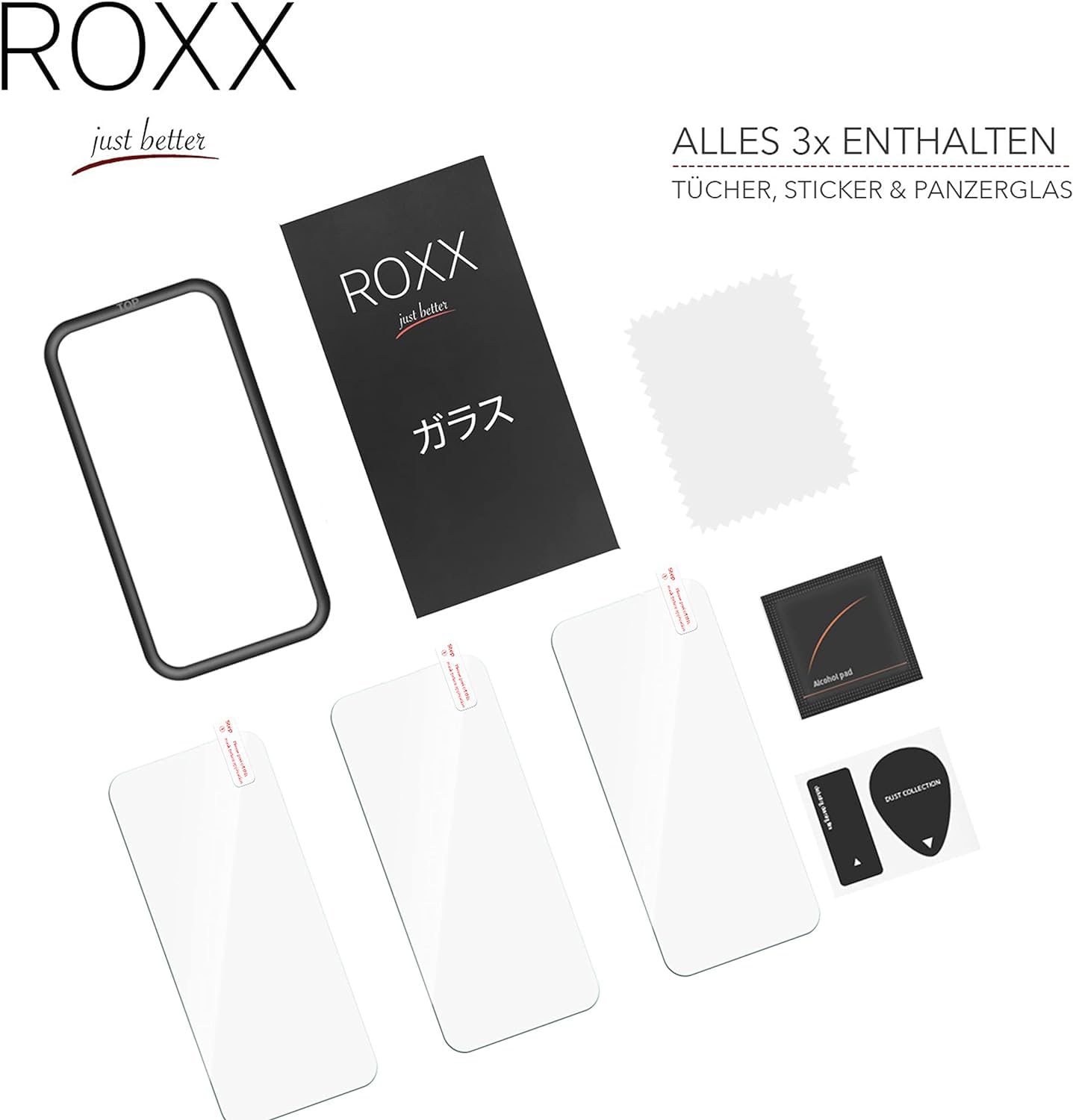 ROXX NEO Vetro Protettivo 3D Giapponese 9H (3 Pezzi) Per IPhone 15, Copertura Completa, Trasparente E Antigraffio, Compatibile Con Custodie ROXX