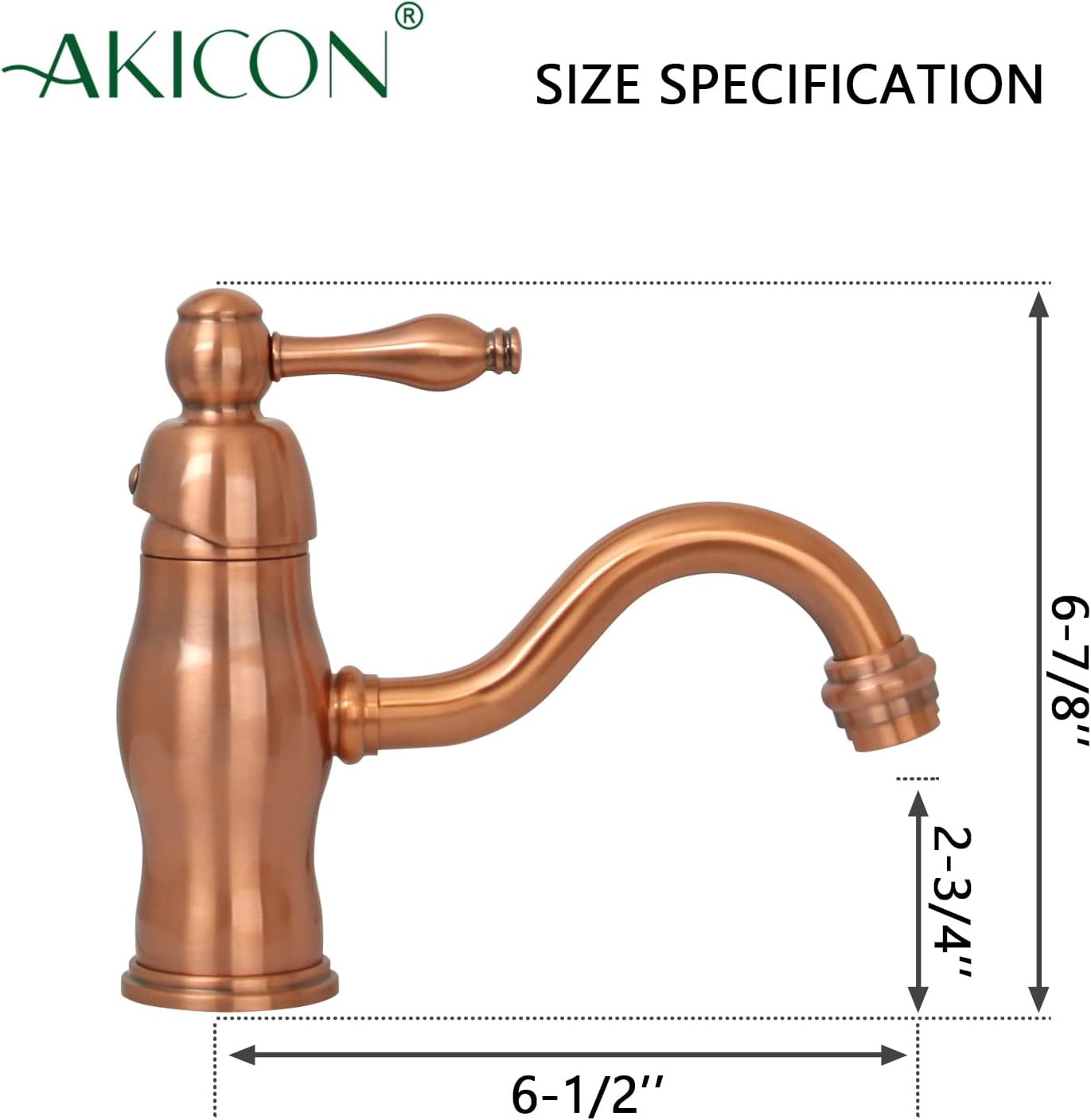 Copper Bathroom Sink Faucet Single Hole One-Handle Basin Faucet - Akicon