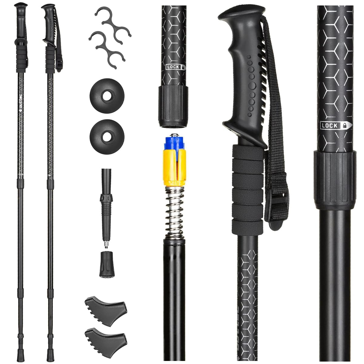 Bastoni da trekking, bastoni da nordic walking, bastoni da escursionismo - regolabili da 65 a 135 cm