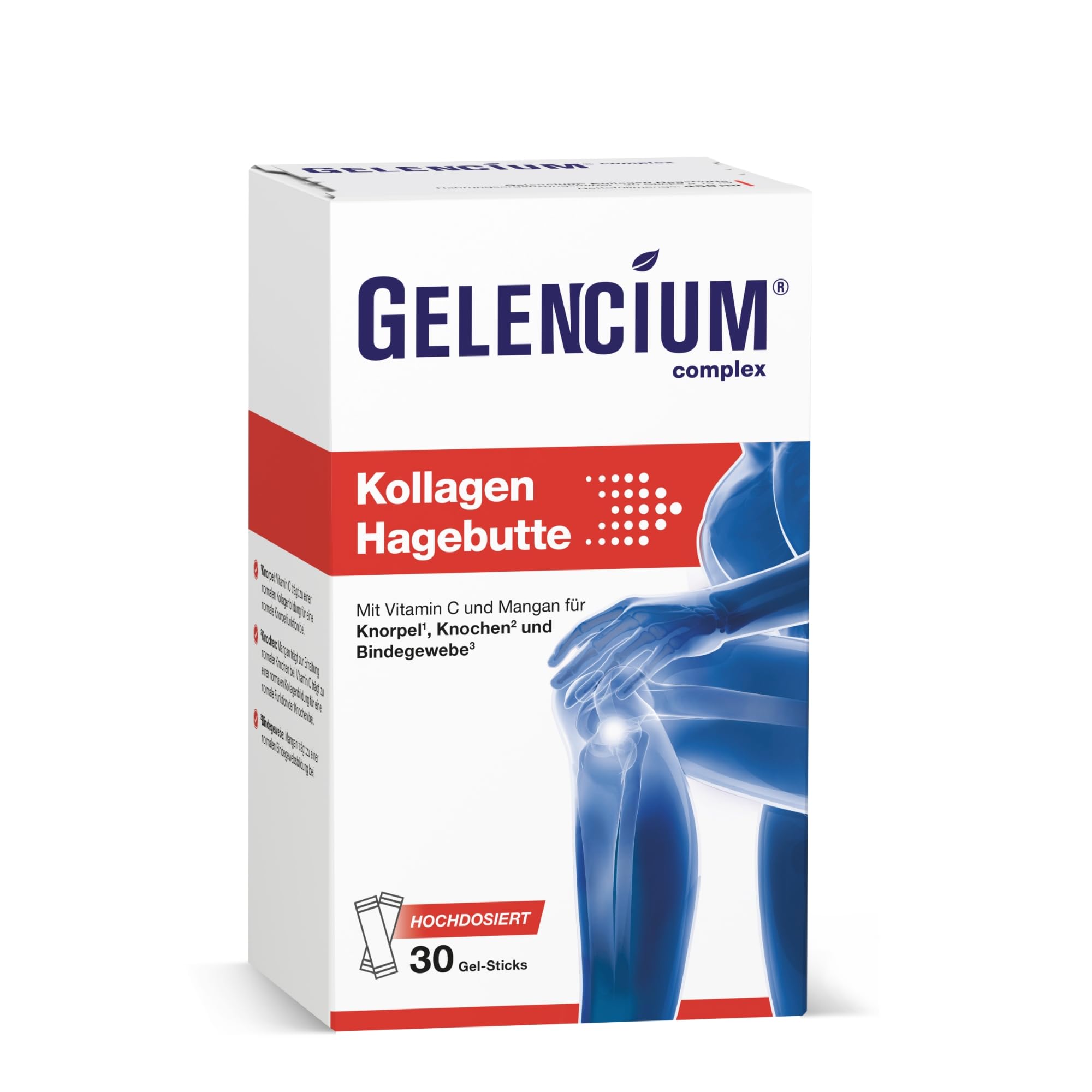 Gelencium Kollagen Hagebutte mit Vitamin C – 5.000 mg Kollagen – 30 Sticks | 5.000 mg TENDOFORTE Kollagen · Mit Vitamin C für die Kollagenbildung · Trinkgel ohne Zuckerzusatz · 30 Sticks