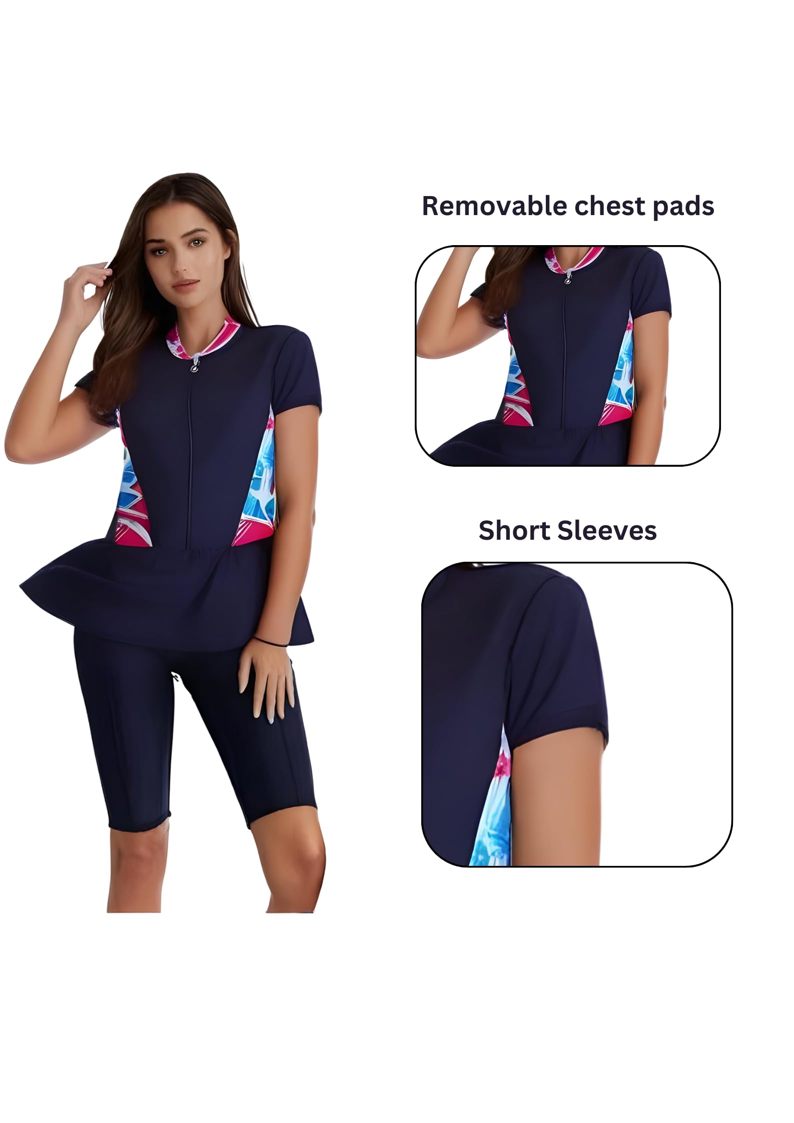 779hub 4 way Black tummytight Lycra Swimwear for Women/Girls/Beachwear/streachable (IN, Alpha, M, Regular, Standard, black) 3