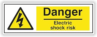 1x Safety Danger Electric Shock Risk - Car Vinyl Waterproof Sticker - 15cm