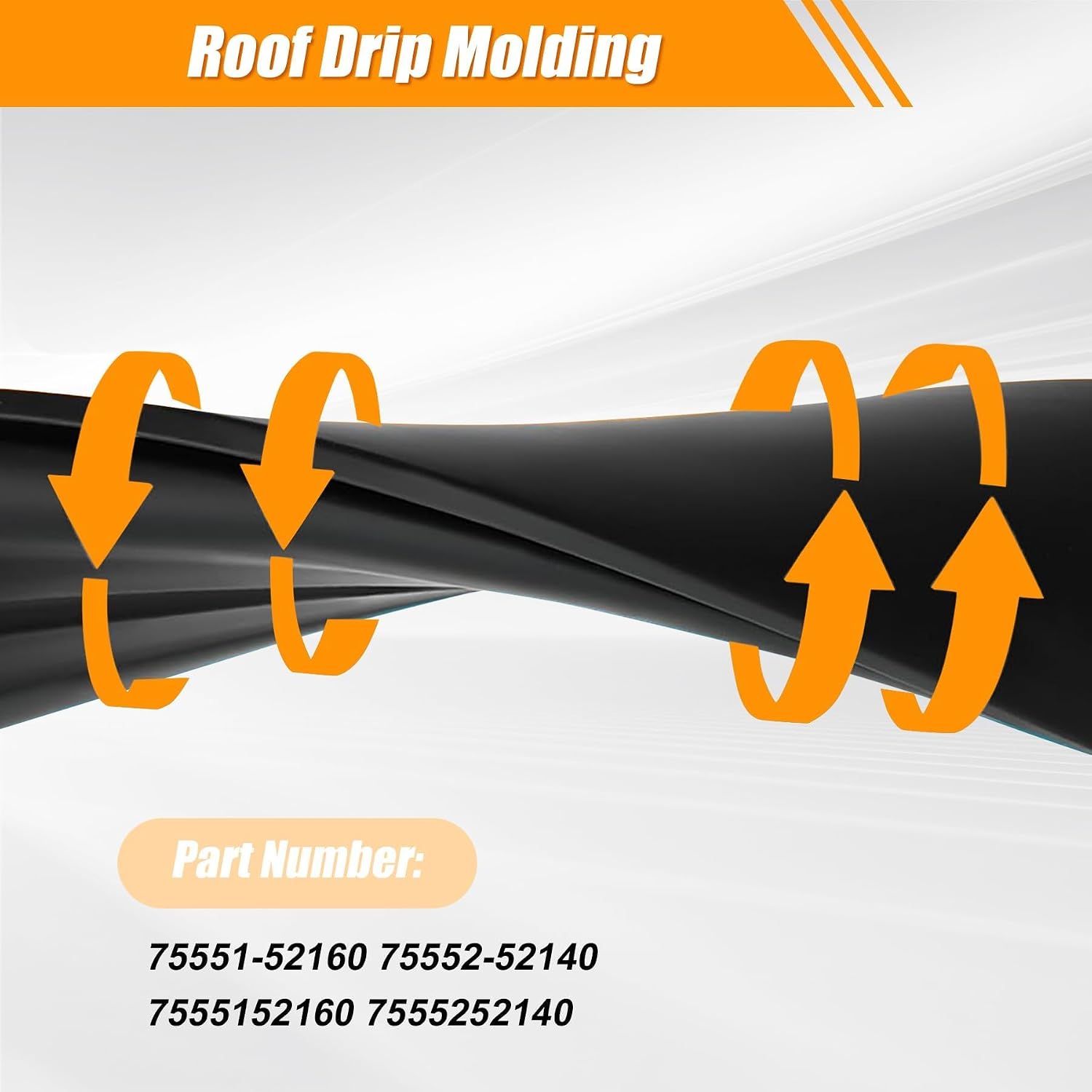 Roof Drip Molding Left&Right Side Compatible with Toyota Yaris Sedan 2007-2011 Roof Trim Molding # 7555152160 7555252140