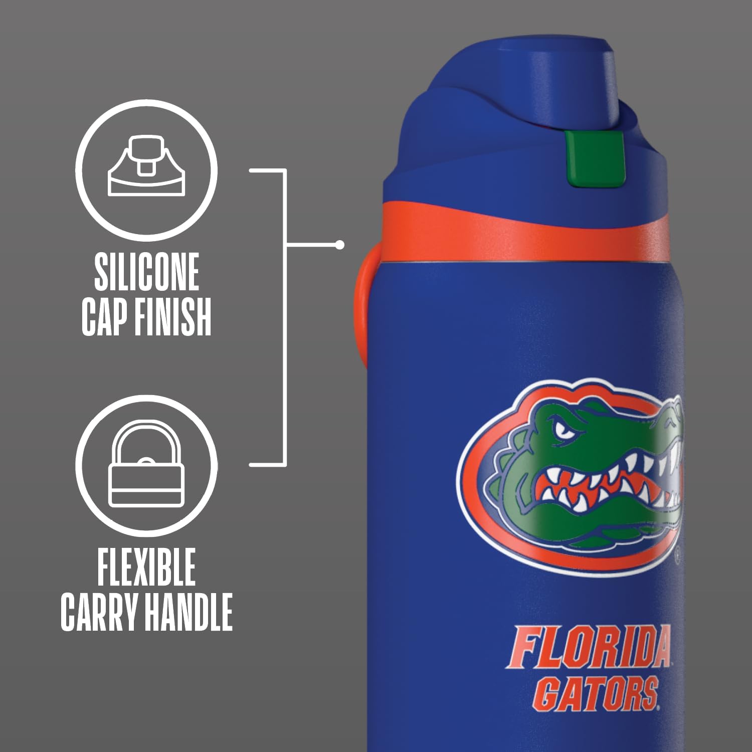 Hydrapeak Officially Licensed Florida Gators Oasis 32 oz Water Bottle with Chug Lid Push Button, Stainless Steel Water Bottle No Straw, 32 oz Insulated Water Bottle - Image 5