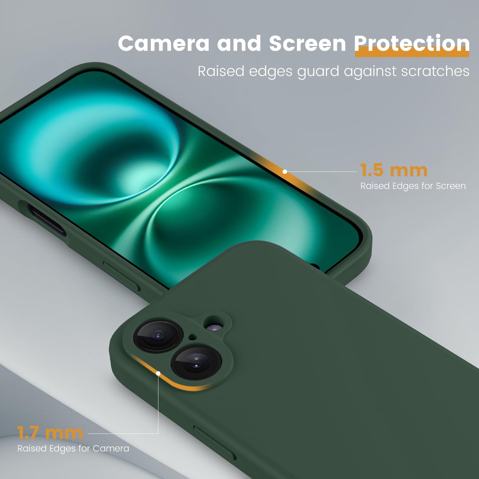 CALOOP IPhone 16 Plus Hülle – Slim-Fit, Flüssigsilikon Mit Hartem Rahmen, Stoßfest & Kratzfest – Kompatibel Mit Kabellosem Laden