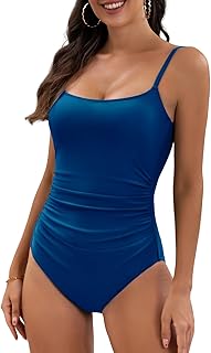 Eomenie Women's One Piece Swimsuits Tummy Control Ruched Bathing Suit 1 Piece Swimwear