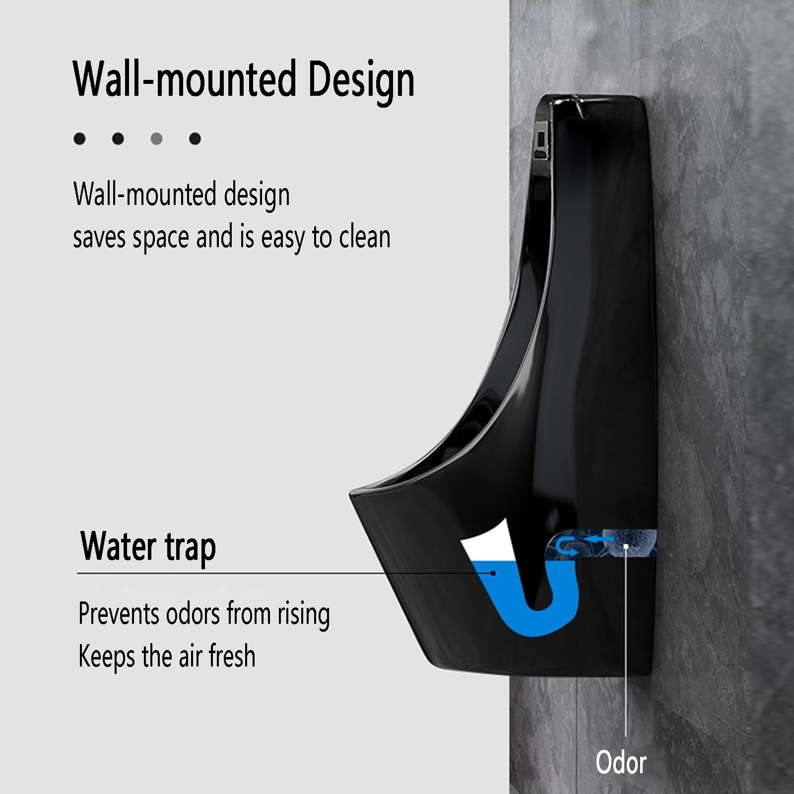 Urinario de cerámica automático con sensor para hombres,Urinario con inteligente sensor de pared,Urinario antisalpicaduras para hombres doméstico/comercial,Para casas particulares, hoteles(Wall Drain)