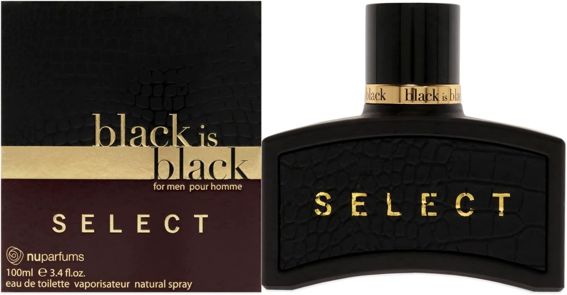 Nu Parfums Black is Black Select Pour Homme Eau De Toilette Spray, 3.4 Ounce