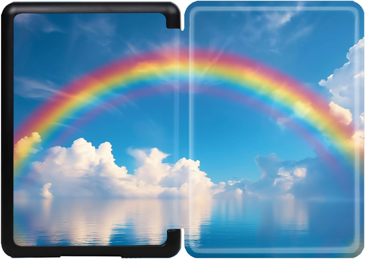 Case for Kindle Paperwhite 12th Gen and Kindle Colorsoft Signature Edition (2024 Release), Lightweight Protective Cover PU Leather Case with Auto Wake/Sleep - Rainbow Clouds Sky