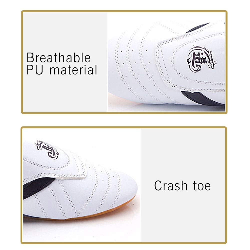 MENG Chaussures de Taekwondo Arts Martiaux Chaussures Sports pour Taï Chi Kong Fu Boxe Karaté Entraînement Unisexe pour Hommes Femmes (Color : White, Size : 36)
