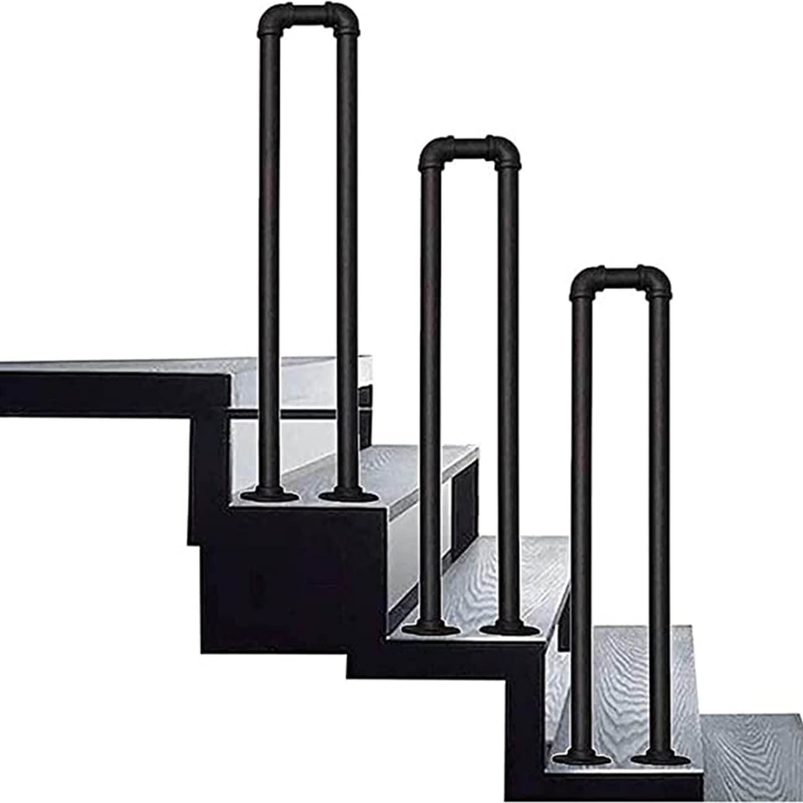 FKXSXAZ Metal Stair Handrail, U-Shaped Black Hand Rails, Non-Slip Staircase Railing, Villa Loft Corridor Support Bar, for Indoor Outdoor Steps, Grab Bar Kit(Size:75cm/29.5in)