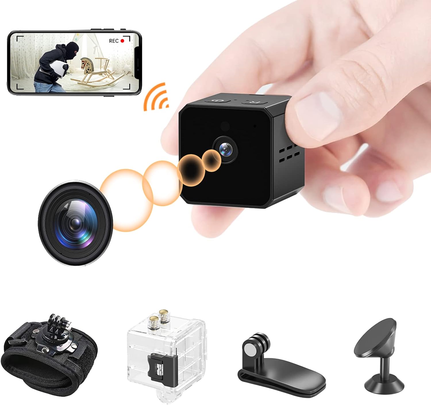 Spy Camera Hidden Camera, Smallest Wireless WiFi Home Security Camera, Mini HD Surveillance Camera, Wireless Sports Action Camera,Video Recorder with Night Vision and Video Motion Detection