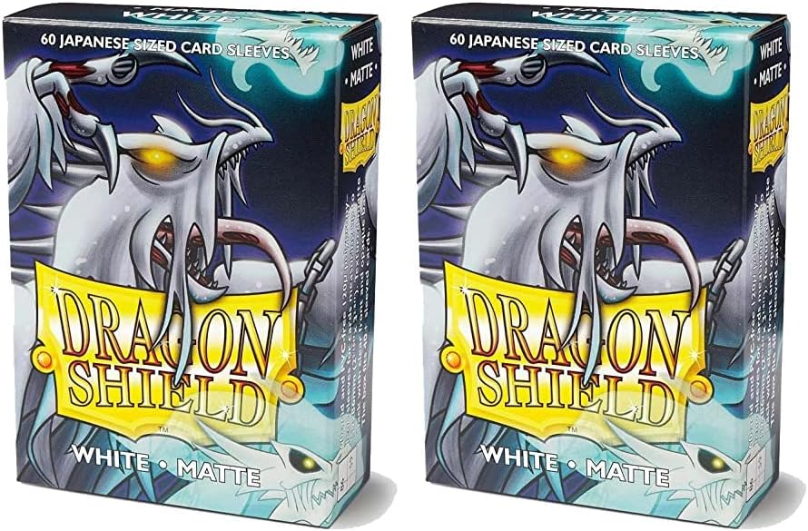 Dragon Shield Bundle: 2 Packs of 60 Count Japanese Size Mini Matte Card Sleeves - Matte White