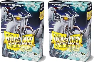Dragon Shield Bundle: 2 Packs of 60 Count Japanese Size Mini Matte Card Sleeves - Matte White