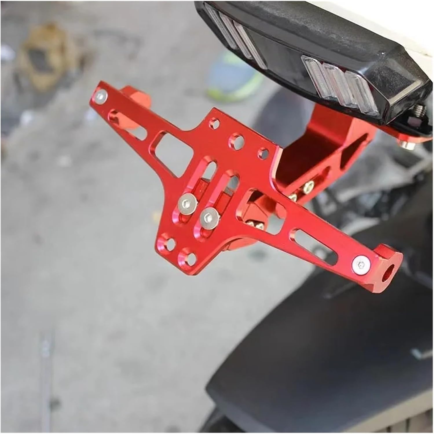 dengpandianzi CNC Process Adjustable Motorcycle License Plate Holder Alloy Folding Adjustable Motos License Number Plate Install Frame(Black)