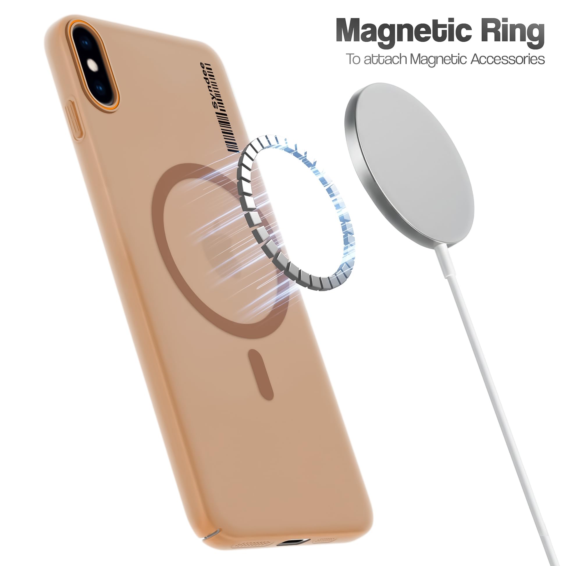 DL3 Mobilak Case Back Cover for iPhone X/iphone XS, Sleek Frosted Translucent Back Only Compatible with Wireless Magnetic Accessories | Anti-Scratch Shockproof Phone Case (Brown)