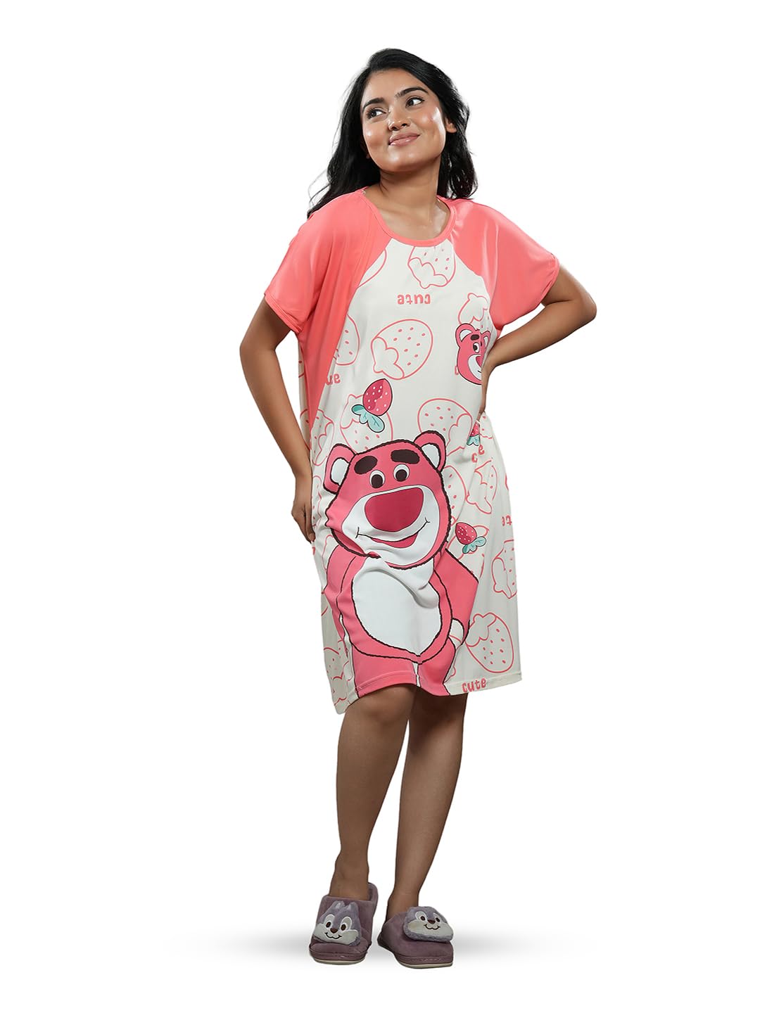 Women's T-Shirt Style Nightdress, Half Sleeve, Mint Green-image-29