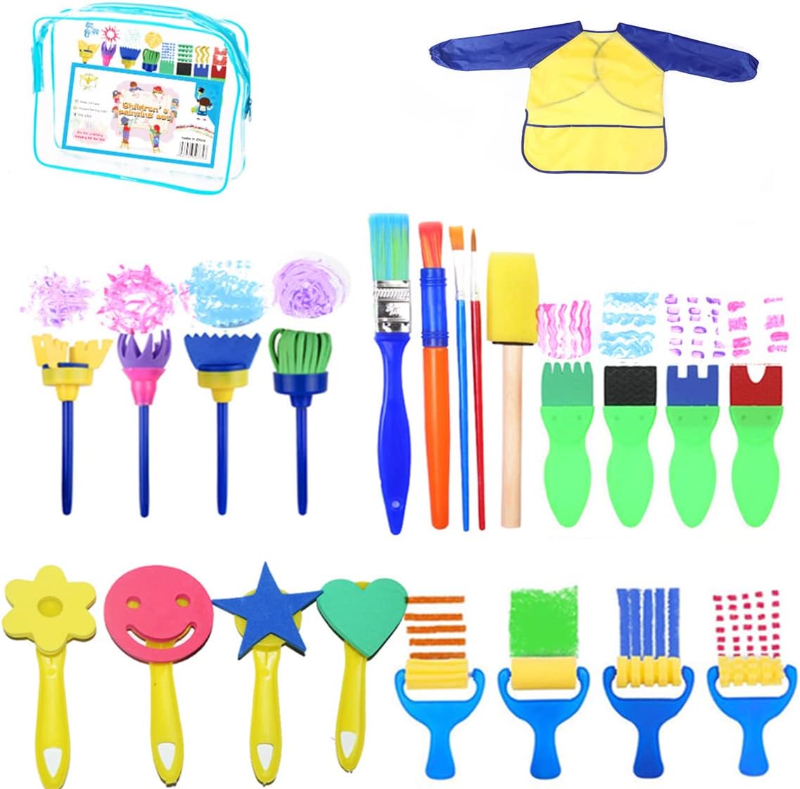 Ruikdly Delantal Infantil Pintura 2 Piezas Niños Artista Delantal Cocina Niña Niño Ajustable Impermeable Para Pintura Artística, Cocinar, Hornear (6-8 Años
