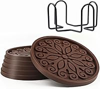 Vista 19 de Posavasos para bebidas, silicona con soporte, juego de 6 – Gran regalo de cumpleaños, inauguración de la casa, decoración de habitación, bar, fiesta