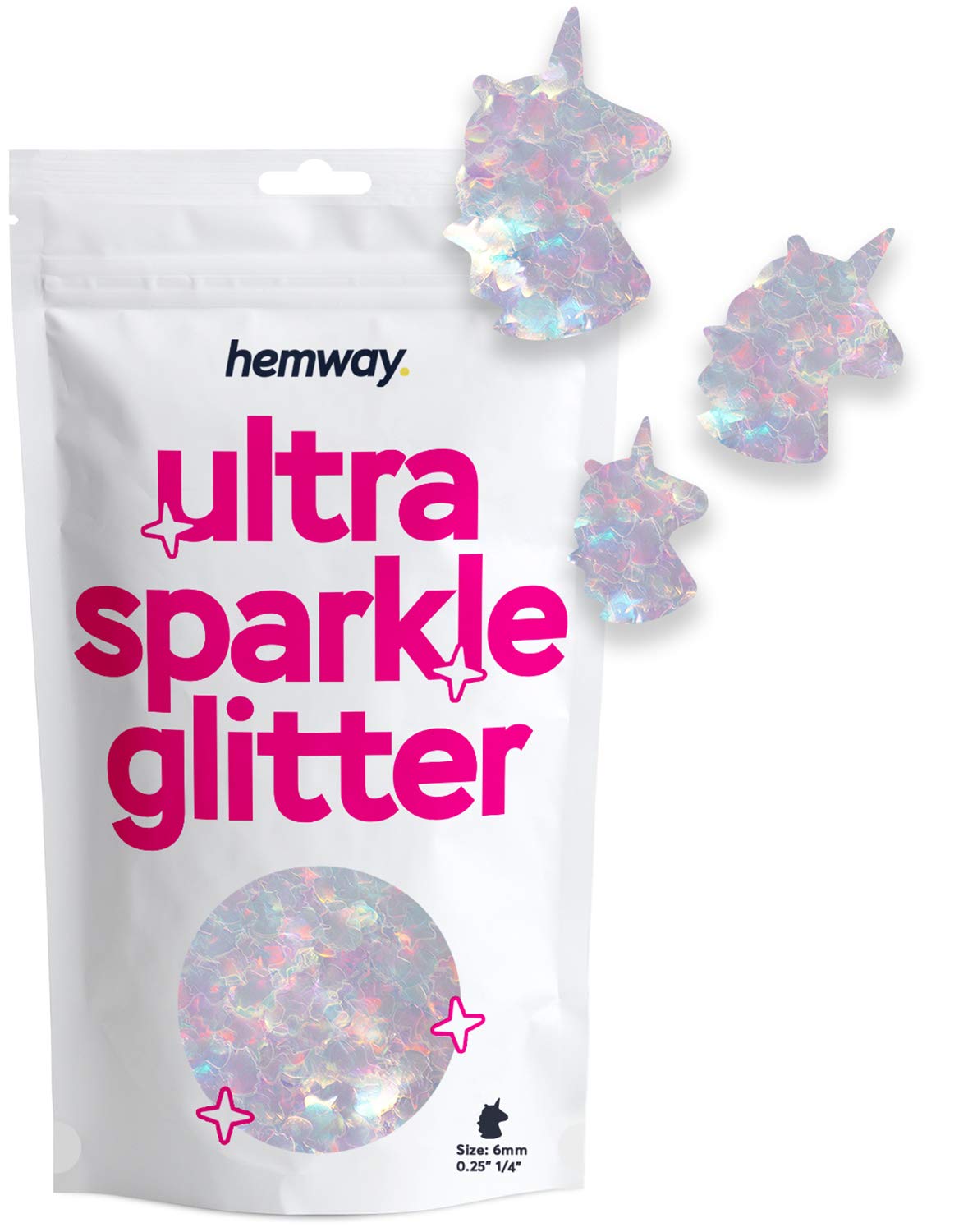 HemwayUltra Sparkle Glitter - 1/8" 0.125" 3mm - Unicorn Sparkle Glitter for Cosmetic, Nail, Body, Face, Arts, Crafts, Decoration - Mother of Pearl - 50g