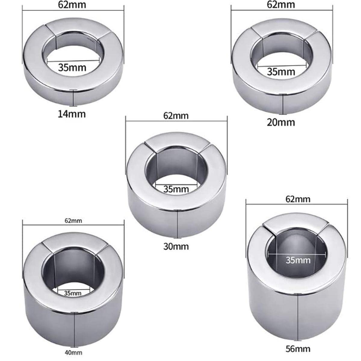 Anello per pene in acciaio inossidabile pesante, anello per pene magnetico per eiaculazione ritardata maschile Giocattoli per adulti per sesso maschile gay (spessore 56 mm)