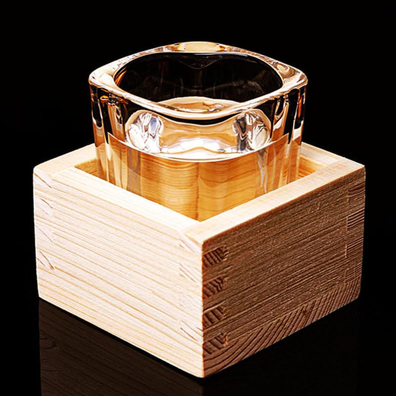 Boîte à Saké En Bois Traditionnelle Japonaise – Masu 15,5 X 13,5 X 5,6 Cm – Porte-Tasses Élégant Pour Restaurants Sushi & Maison