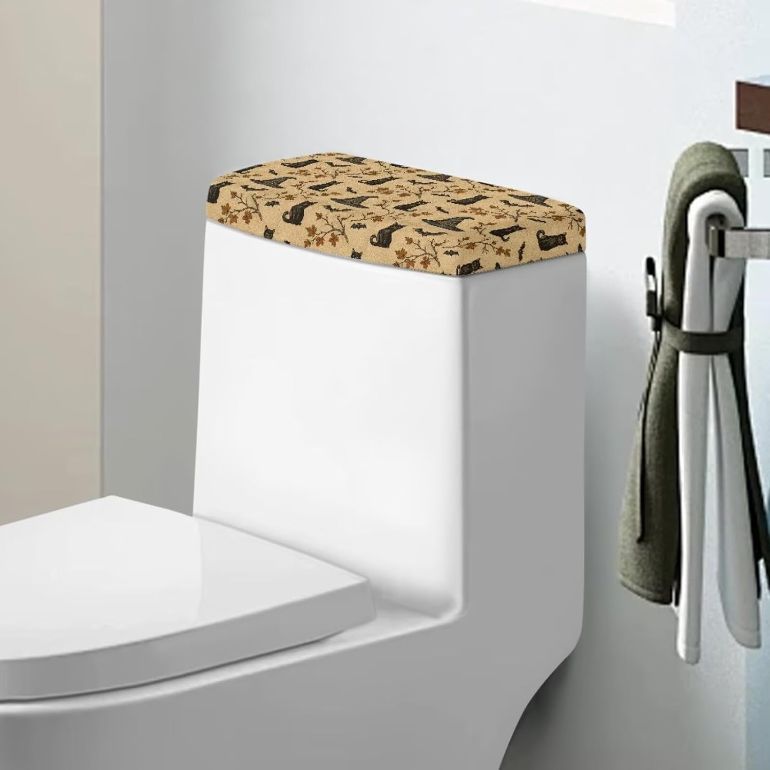Zebra Stripes Printed Toilet Tank Lid Cover for Bathroom Decor, Anti-Dust Easy Cleaning Toilet Tank Cover Replacement, Fits Most Toilets Tanks, Black and White