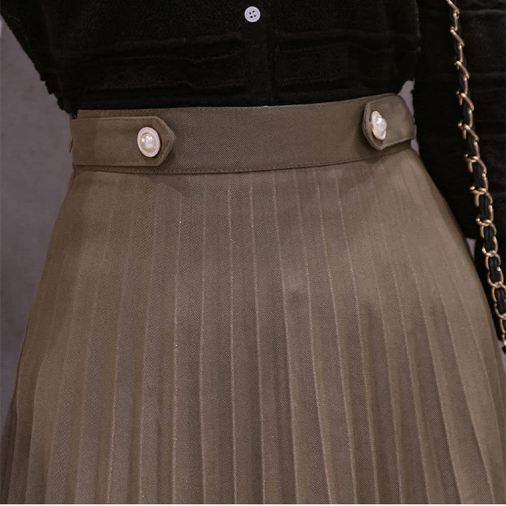 Faldas Mujer Reino Unido,Faldas Plisadas para Mujer Falda Midi Caqui De Talle Alto Cierre De Cremallera Trasera Falda Fruncida Elegante Falda Informal Cálida De(As Shown XL)