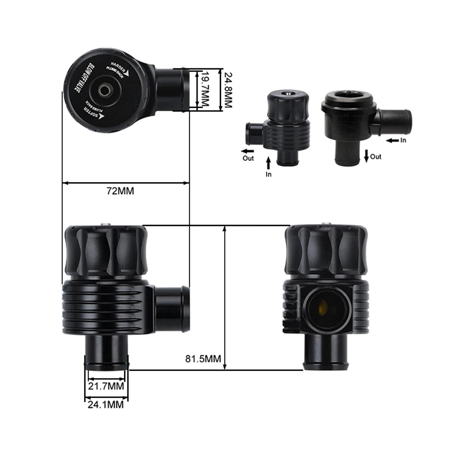 Universal 1,8 T Turbo Umsteller Dump 25mm Blow Off Ventil Aluminium Fit Für AUDI A3 S3 A4 A6 A8 S4 TT 1,8 20v TURBO Hydraulikventil‌ Sicherheitsventil‌