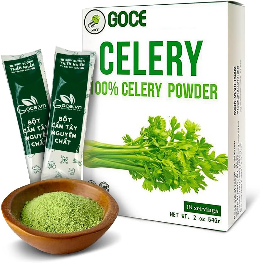 GOCE Celery Powder (1 Box - 18 Packs), Instant Organic Superfood | Fresh Celery Juice Power, Rich in Minerals and Vitamins