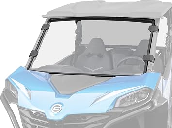 SuperATV Scratch Resistant Full Windshield for CFMOTO ZForce Models | Made in the USA | Made of 1/4 Polycarbonate | Complete With All Hardware For Easy Installation |