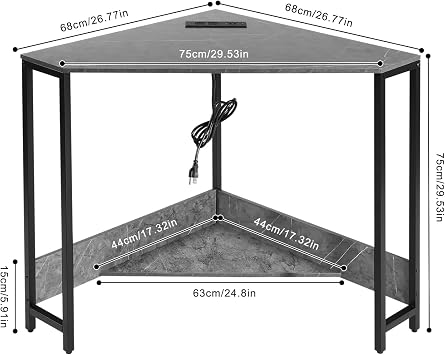 Corner Desk with Shelves, 90 Degrees Triangle Computer Desk w/Tray for Small Space Space Saving Writing Desk w/Storage Shelves for Bedroom Apartment (Grey)