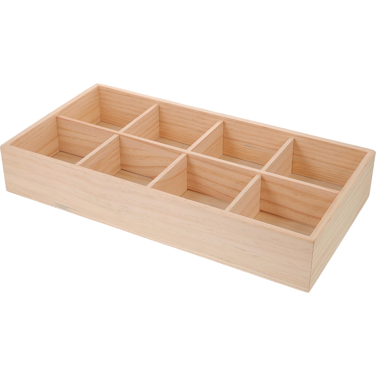 TEHAUX Holz Aufbewahrungsbox mit Fächern Multipurpose Teebeutelbox Beige Kiste mit Unterteilter Struktur für Wohnzimmer und Restaurant