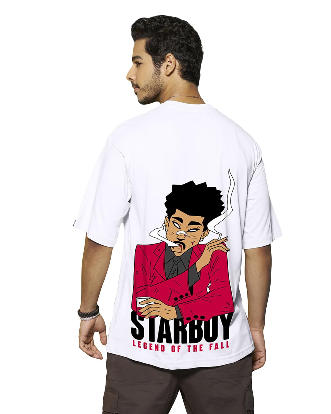 BewakoofMen's Graphic Printed 100% Cotton T-Shirt - Oversized Fit, Round Neck, Half Sleeves