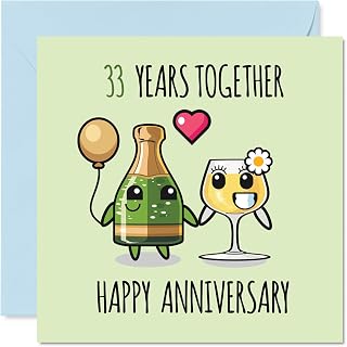 Stuff4 33rd Anniversary Card for Women Men - 33 Years Together - Happy 33 Year Anniversary Card for Husband Wife Companion Partner, 145mm Wedding Anniversaries Greeting Cards
