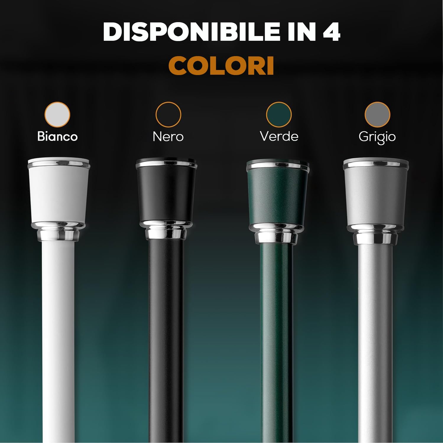 MEISENBERG Bastone Telescopico Tenda 370-420cm, Grigio, Ø 32 mm, Bastoni Tende a Pressione per Finestre, Divisori per Ambienti e Cucina