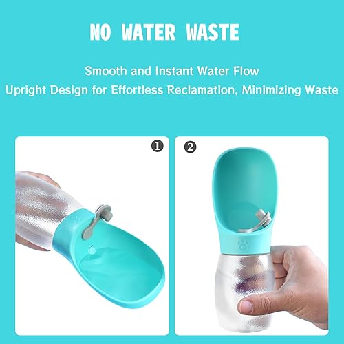 Miniatura 2 de Kalimdor Botella de agua para perros, dispensador de agua portátil a prueba de fugas para cachorros con alimentador, accesorios para pasear perros