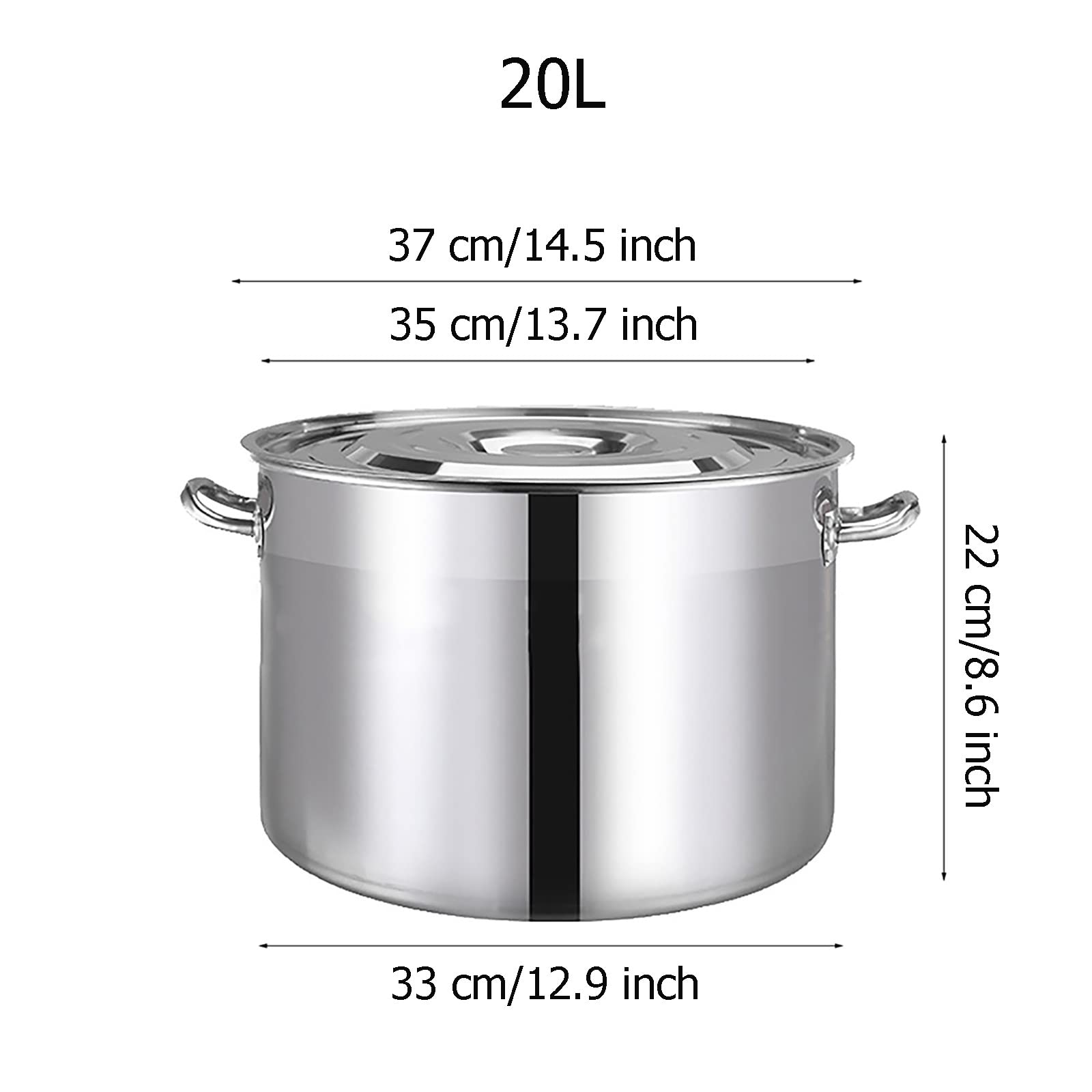 Générique Grande marmite Profonde en Acier Inoxydable Compatible Induction, avec Couvercle, argentée, 40 x 24 cm (30 x 20 cm) (35 x 22 cm (20 L))