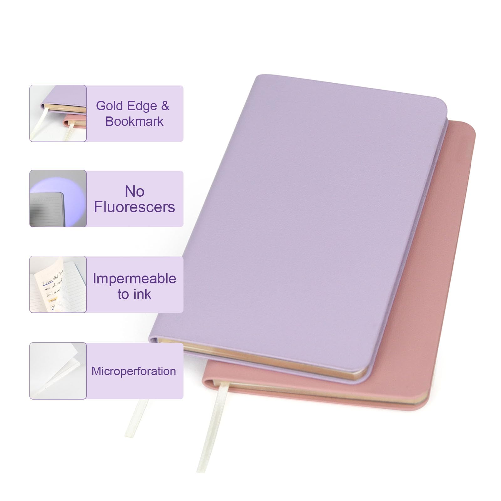 WETLOTE Copertina per notebook tascabile, confezione da 2 quaderni piccoli (7,9 x 14,9 cm, con pagine a righe e a griglia, carta ultra portatile, design sottile e morbido, per viaggi, ufficio, scuola,