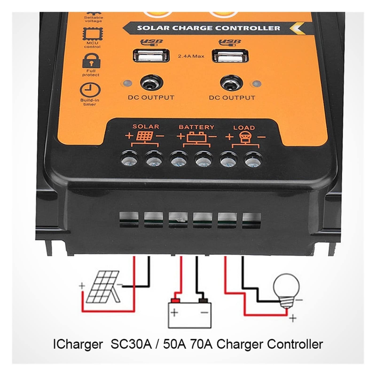 Mppt + PWM regulator ładowania słonecznego 12V 24V 70A kontroler słoneczny Panel Regulator baterii podwójny wyświetlacz LCD USB