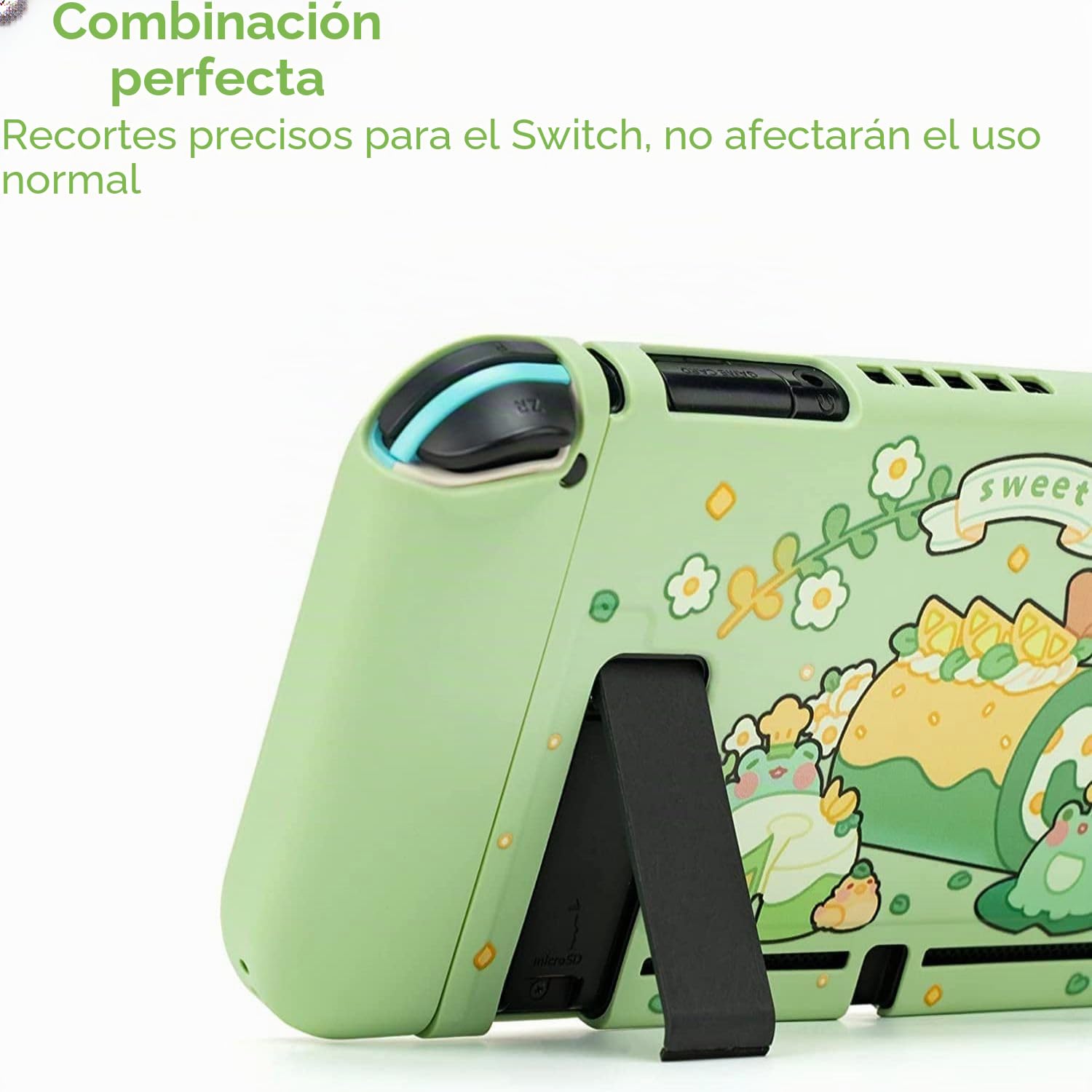 GeekShare Funda Protectora Compatible con Switch - Funda Delgada y Suave de TPU Compatible con Consola Switch y Joy con - Matcha Froggy