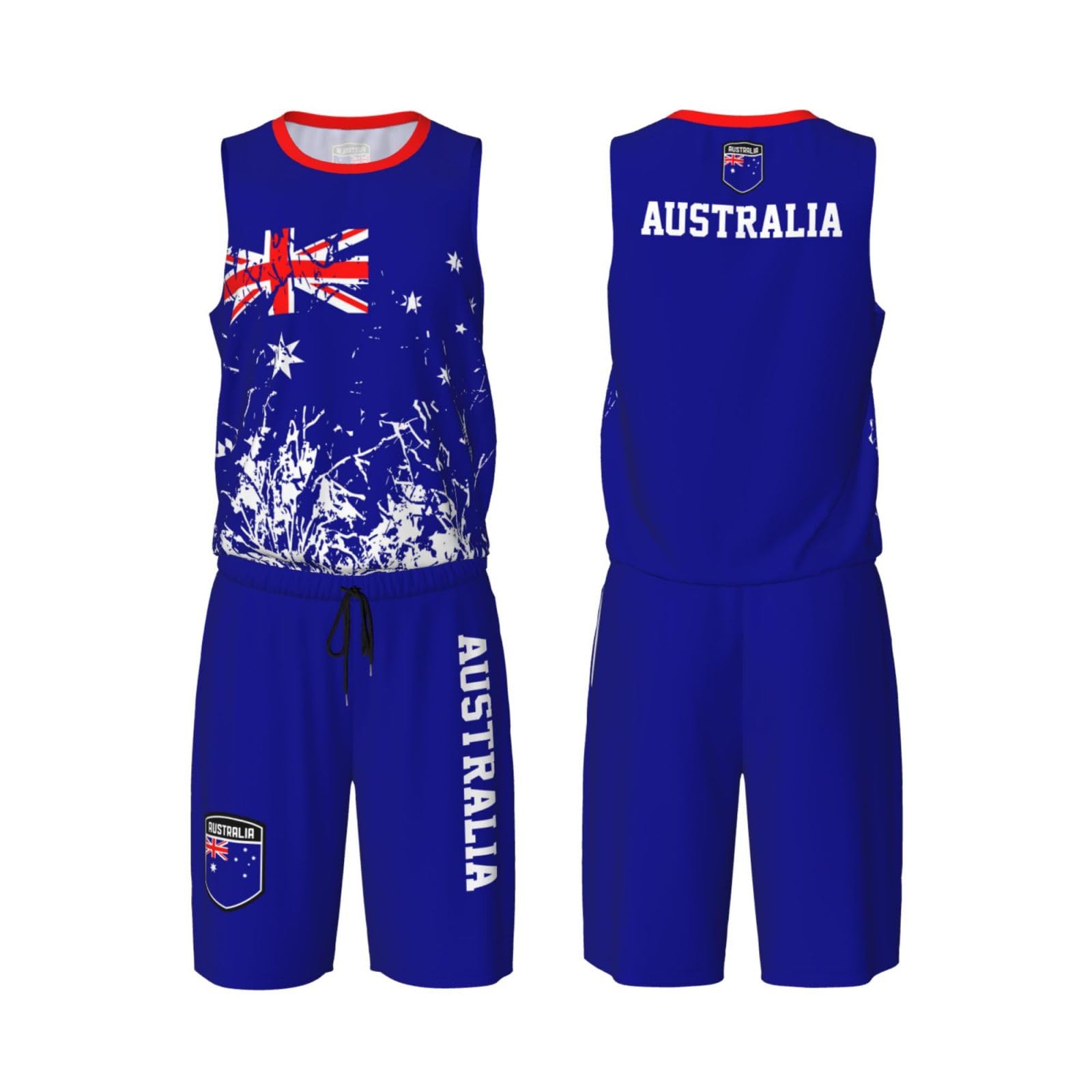 Australia Flag Grain (1) Basketball Jersey Uniform Suit for Men Women Adults Training Athletic Set