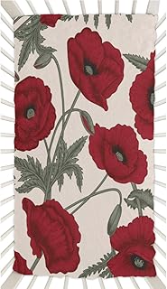 Bright Poppy Flowers Crib Sheets for Boys, Girls Machine Washable Soft Cozy Microfiber Fitted Crib Sheet for Standard Crib and Toddler Mattresses Boys Girls 28x52 Inch
