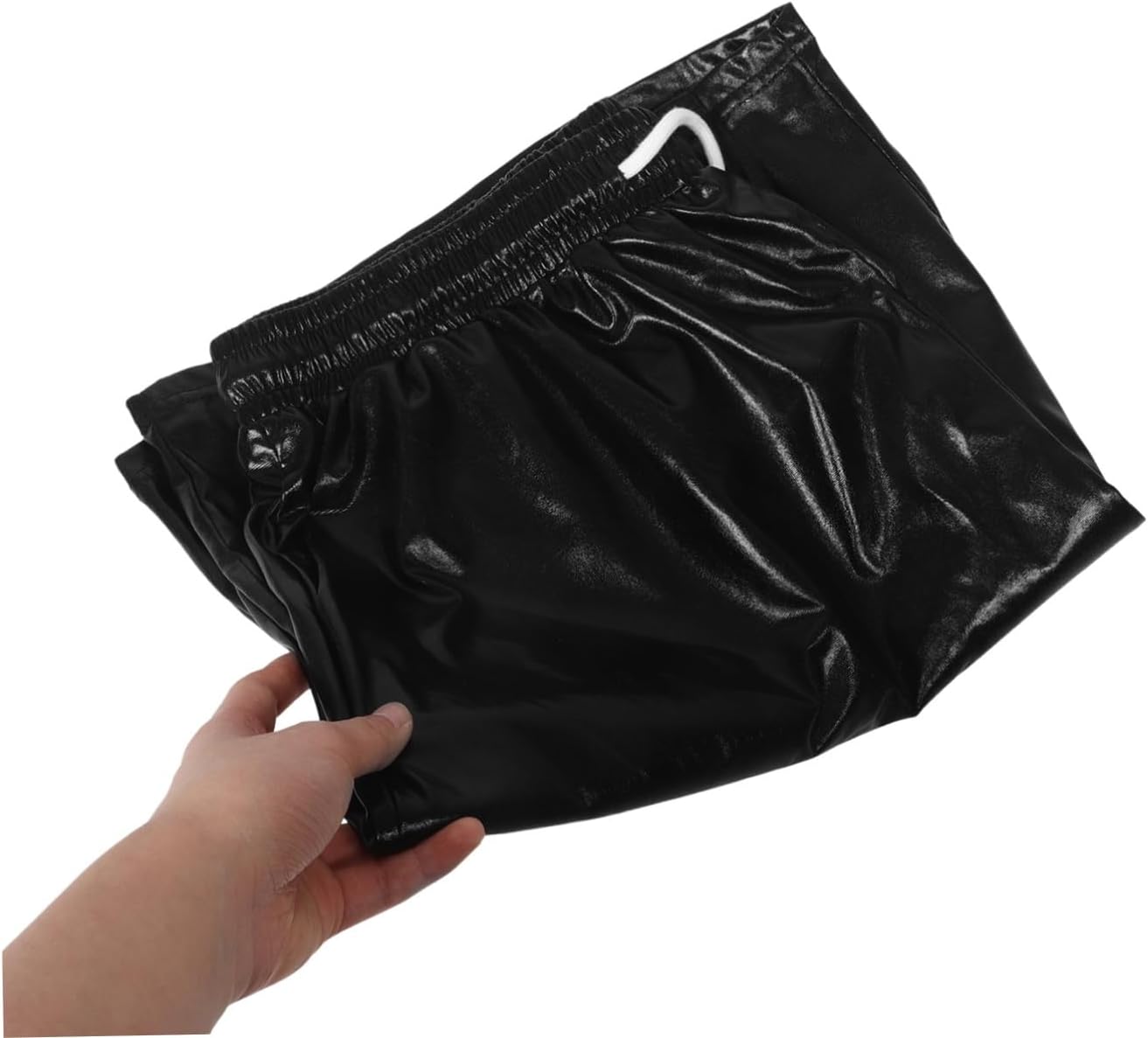 NOLITOY Men's Shiny Disco Shorts Metallic Rave Pants for Parties Comfortable Fit Eye-catching Style for Stage Performances and Nightclubs Black