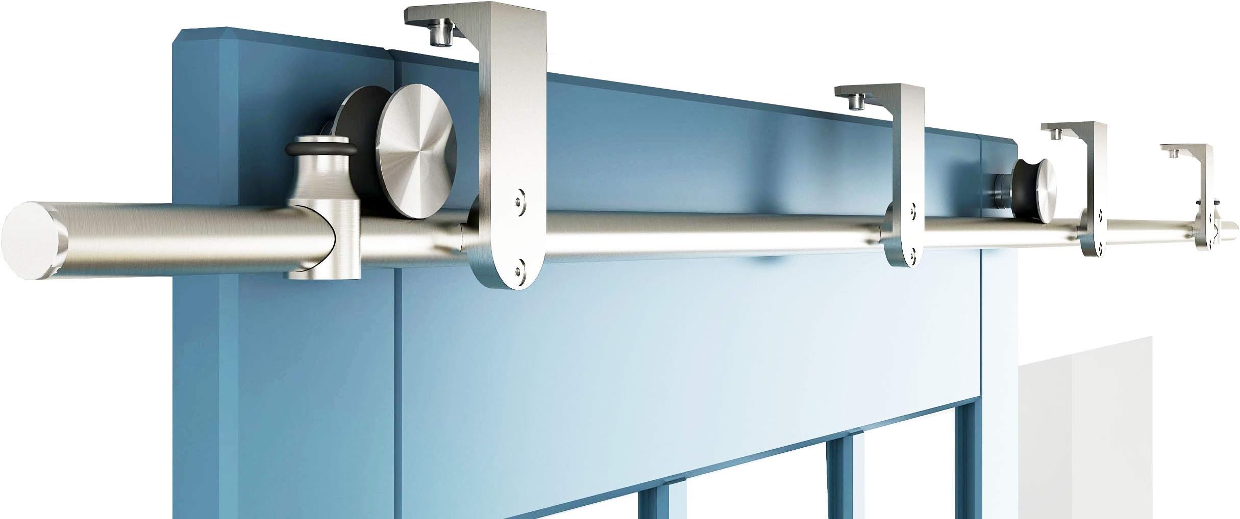 DIYHD 6FT Stainless Steel Flat Roller Ceiling Mount Sliding Barn Door Hardware
