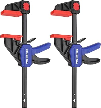 WORKPRO 150 mm Ratchet Bar Clamp Set, 285 mm Spreader, Quick Release and One-Handed Clamp, Ideal for Woodworking and DIY Projects, Max 68 kg Load Limit, 2-Pack